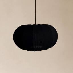 CGC Lighting Lila Black Oval Stretch Ribbed Cotton Fabric Lampshade - thumbnail 1