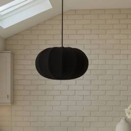 CGC Lighting Lila Black Oval Stretch Ribbed Cotton Fabric Lampshade - thumbnail 3