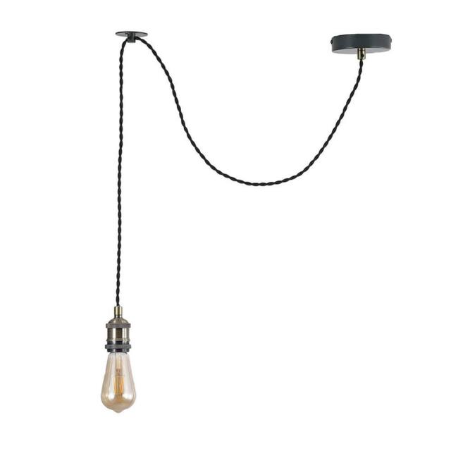 Kairui Lighting Industrial Pendant Light With 1.3M Adjustable Braided Black Cable Bulbs Included - image 1
