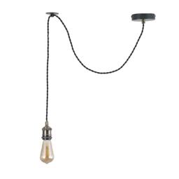 Kairui Lighting Industrial Pendant Light With 1.3M Adjustable Braided Black Cable Bulbs Included - thumbnail 1