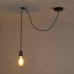 Kairui Lighting Industrial Pendant Light With 1.3M Adjustable Braided Black Cable Bulbs Included - thumbnail 2