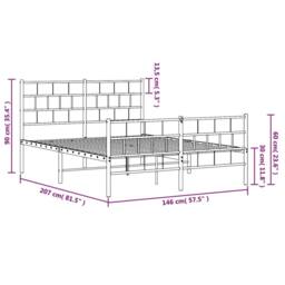 Berkfield Home Metal Bed Frame with Headboard & Footboard White 140x200 cm - thumbnail 9
