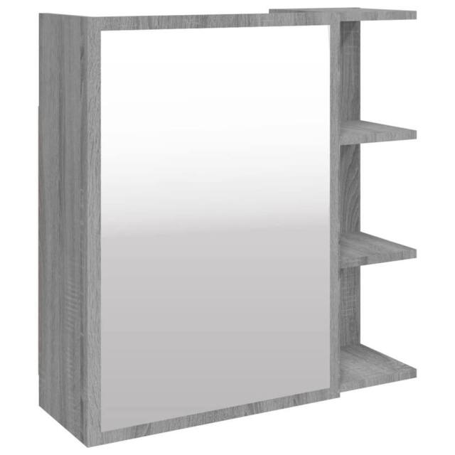 Berkfield Home Bathroom Mirror Cabinet Grey Sonoma 62.5x20.5x64 cm Engineered Wood - image 1
