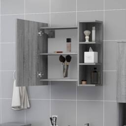 Berkfield Home Bathroom Mirror Cabinet Grey Sonoma 62.5x20.5x64 cm Engineered Wood - thumbnail 3