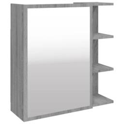 Berkfield Home Bathroom Mirror Cabinet Grey Sonoma 62.5x20.5x64 cm Engineered Wood - thumbnail 1