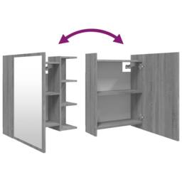 Berkfield Home Bathroom Mirror Cabinet Grey Sonoma 62.5x20.5x64 cm Engineered Wood - thumbnail 9