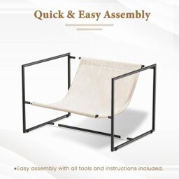 MCC Direct Boucle Fabric Lounge Chair with Metal Frame Upholstered Accent chair in White - thumbnail 7