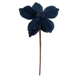VFM e-Store Christmas Fabric Poinsettia Pick 32cm x 18cm Blue X 1 - Size: 32 cm x 18 cm