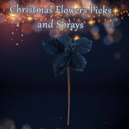 VFM e-Store Christmas Fabric Poinsettia Pick 32cm x 18cm Blue X 1 - Size: 32 cm x 18 cm - thumbnail 3