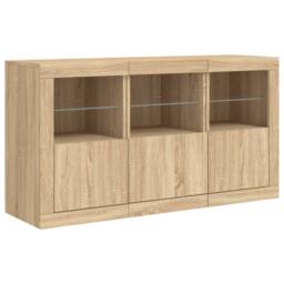 Berkfield Home Sideboard with LED Lights Sonoma Oak 123x37x67 cm in Light Oak - Size: 123 x 37 x 67 cm - thumbnail 5