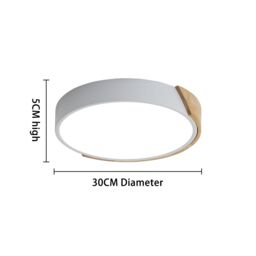 Pheashine Modern White Round Wood LED Ceiling Light 24W 6500K 32cm Cool White - thumbnail 7