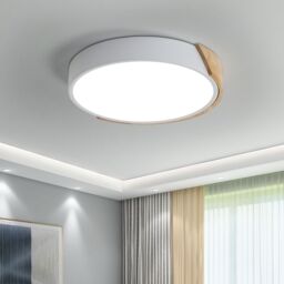 Pheashine Modern White Round Wood LED Ceiling Light 24W 6500K 32cm Cool White - thumbnail 2