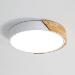 Pheashine Modern White Round Wood LED Ceiling Light 24W 6500K 32cm Cool White