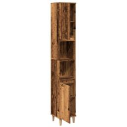Berkfield Home Durable Bathroom Cabinet Old Wood 30x30x190 cm Engineered Wood in Brown - Size: 30 x 30 x 190 cm - thumbnail 5