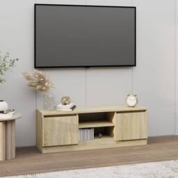 Berkfield Home TV Cabinet with Door Sonoma Oak 102x30x36 cm in Light Brown - Size: 102 x 30 x 36 cm - thumbnail 2