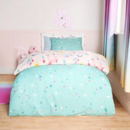 OHS Unicorn Quilt Cover Duvet Pillowcase Magic Rainbow Bedding Set in Pink - Size: Single - thumbnail 3