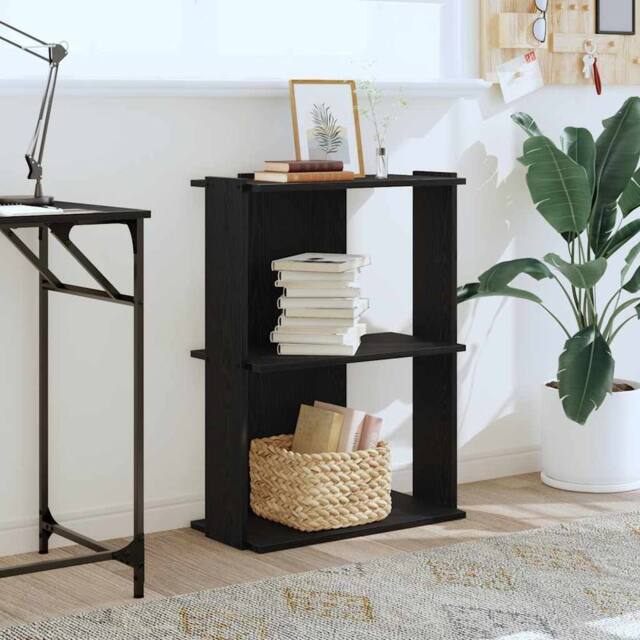 Berkfield Home Elegant Bookcase 3-Tier Black 60x30x80 cm Engineered Wood - Size: 60 x 30 x 80 cm - image 1