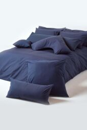 Homescapes Egyptian Cotton Housewife Body Pillowcase 200 TC in Navy - thumbnail 5