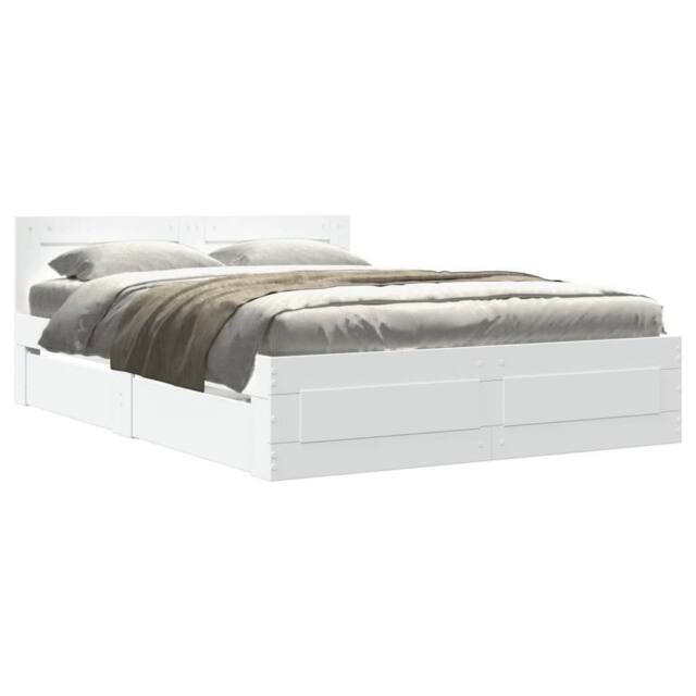 Berkfield Home Bed Frame with Headboard without Mattress White 140x200 cm - image 1