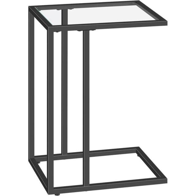 Nordara Black Glass Top Small Sofa Side End Table, Laptop Table, for Bedroom - image 1
