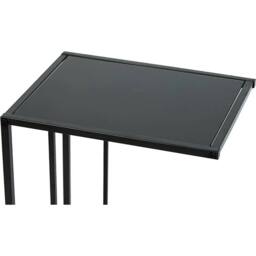 Nordara Black Glass Top Small Sofa Side End Table, Laptop Table, for Bedroom - thumbnail 2