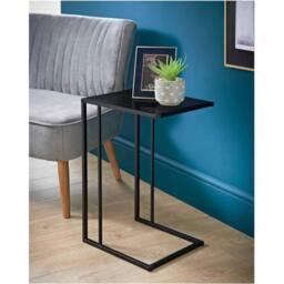 Nordara Black Glass Top Small Sofa Side End Table, Laptop Table, for Bedroom - thumbnail 5