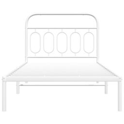 Berkfield Home Metal Bed Frame without Mattress with Headboard White 100x200cm - Size: 100x200 cm - thumbnail 4