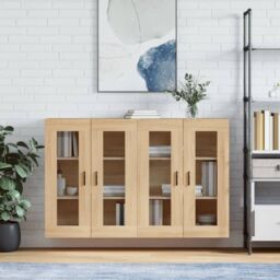 Berkfield Home Wall Mounted Cabinets 2 pcs Sonoma Oak Engineered Wood in Brown - thumbnail 1
