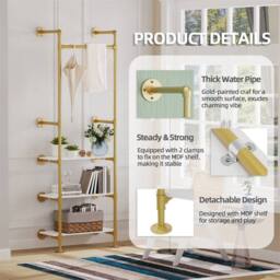 Kelvenix Large Industrial Pipe Clothing Rack in Gold - thumbnail 4