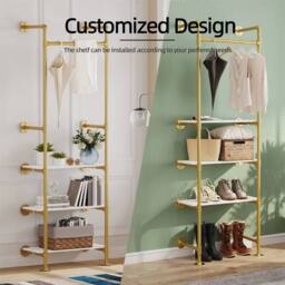 Kelvenix Large Industrial Pipe Clothing Rack in Gold - thumbnail 3