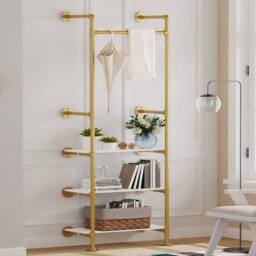 Kelvenix Large Industrial Pipe Clothing Rack in Gold - thumbnail 1