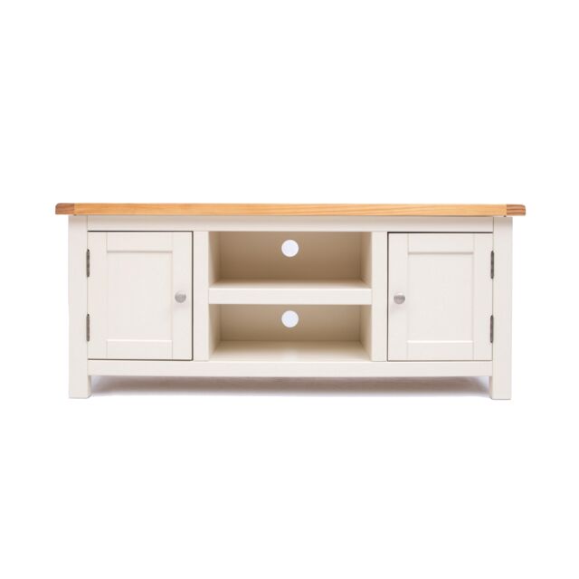 Cabinet Bits Maggiori Off-White 2 Door TV Cabinet Chrome Knob - image 1