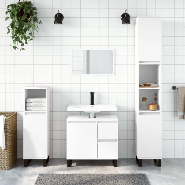 Berkfield Home Bathroom Cabinet White 65x33x60 cm Engineered Wood - Size: 65 x 33 x 60 cm - image 1