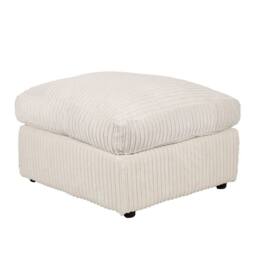 LUXURY LIFE Declan Jumbo Cord Fabric Footstool in Cream - thumbnail 2