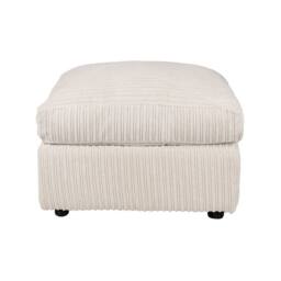 LUXURY LIFE Declan Jumbo Cord Fabric Footstool in Cream - thumbnail 1
