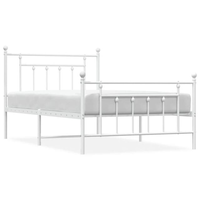 Berkfield Home Metal Bed Frame with Headboard & Footboard White 107x203 cm - image 1