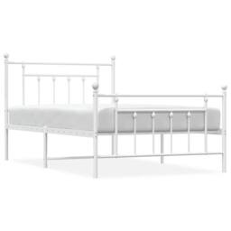 Berkfield Home Metal Bed Frame with Headboard & Footboard White 107x203 cm - thumbnail 1