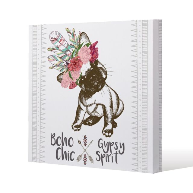 Benjamin Tate Design portrait of french bulldog puppy (Canvas Print) / 46 x 46 x 4cm in Natural - Size: 46 x 46 x 4 cm - image 1