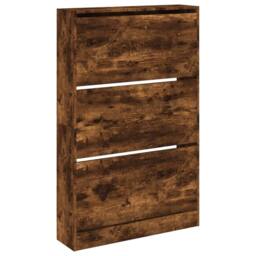 Berkfield Home Shoe Cabinet Smoked Oak 80x21x125.5 cm Engineered Wood in Brown - thumbnail 4