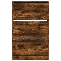 Berkfield Home Shoe Cabinet Smoked Oak 80x21x125.5 cm Engineered Wood in Brown - thumbnail 5