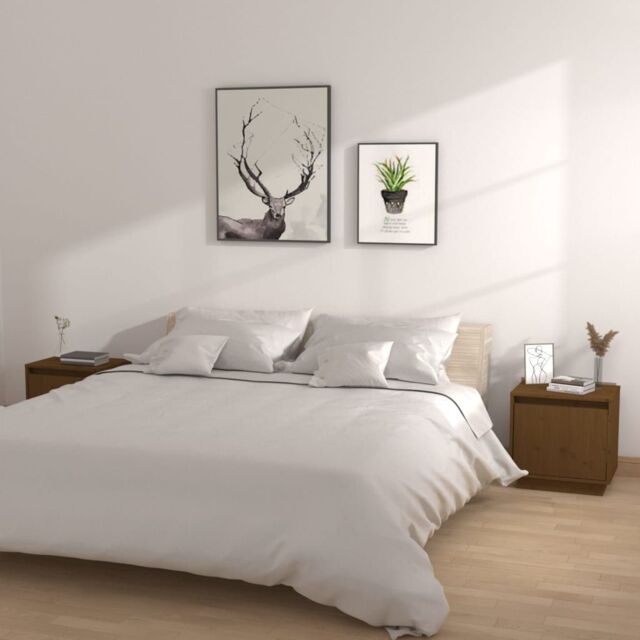 Berkfield Home Bedside Cabinets 2 pcs Honey Brown 40x30x40 cm Solid Wood Pine - Size: 40 x 30 x 40 cm - image 1