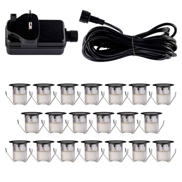 First Choice Lighting Set of 20 - 30mm Black IP67 Cool White LED Decking Kit - image 1