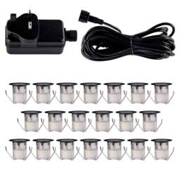 First Choice Lighting Set of 20 - 30mm Black IP67 Cool White LED Decking Kit - thumbnail 1