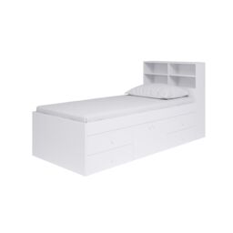 KUDL HOME Captain's Single 3ft Cabin Bed With Bookcase HB White - thumbnail 1