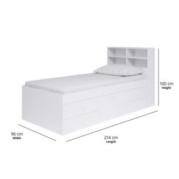 KUDL HOME Captain's Single 3ft Cabin Bed With Bookcase HB White - thumbnail 3