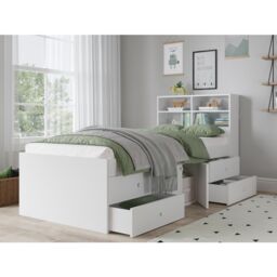 KUDL HOME Captain's Single 3ft Cabin Bed With Bookcase HB White - thumbnail 2
