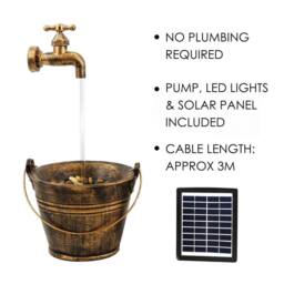 KORVIXA Solar Water Fountain Home Garden Decoration LED Tap in Gold - Size: 100 cm x 100 cm - thumbnail 2