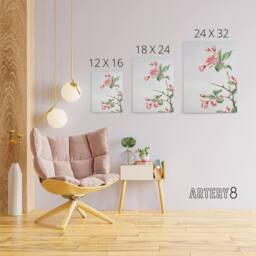 "Artery8 Kaido Crabapple Flower Bloom Canvas Wall Art Print Japanese in Pink - Size: W18"" x H24""" - thumbnail 4