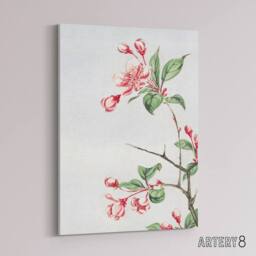 "Artery8 Kaido Crabapple Flower Bloom Canvas Wall Art Print Japanese in Pink - Size: W18"" x H24""" - thumbnail 2