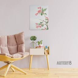 "Artery8 Kaido Crabapple Flower Bloom Canvas Wall Art Print Japanese in Pink - Size: W18"" x H24""" - thumbnail 3